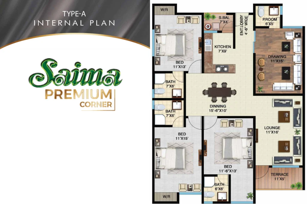 saima premium corner floor plan 1