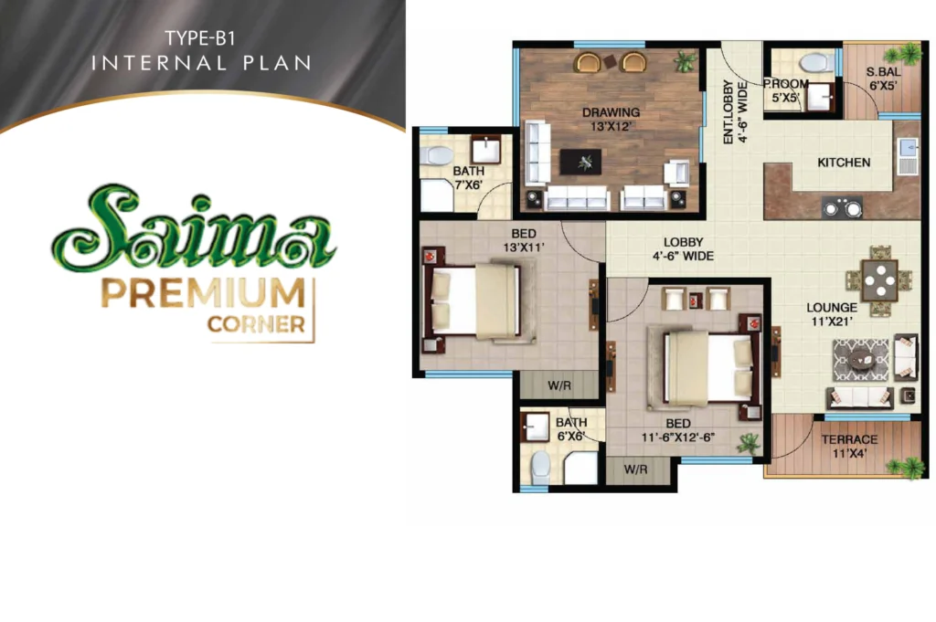 saima premium corner floor plan 3