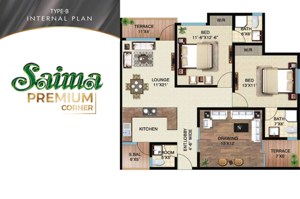 saima premium corner floor plan 4